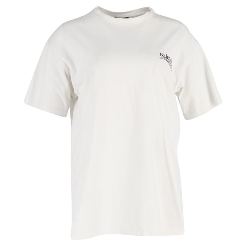 Balenciaga Political Campaign Logo Print T-Shirt in White Cotton